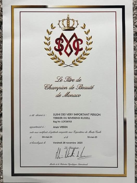 des very important Parson - Sushi est championne Monégasque